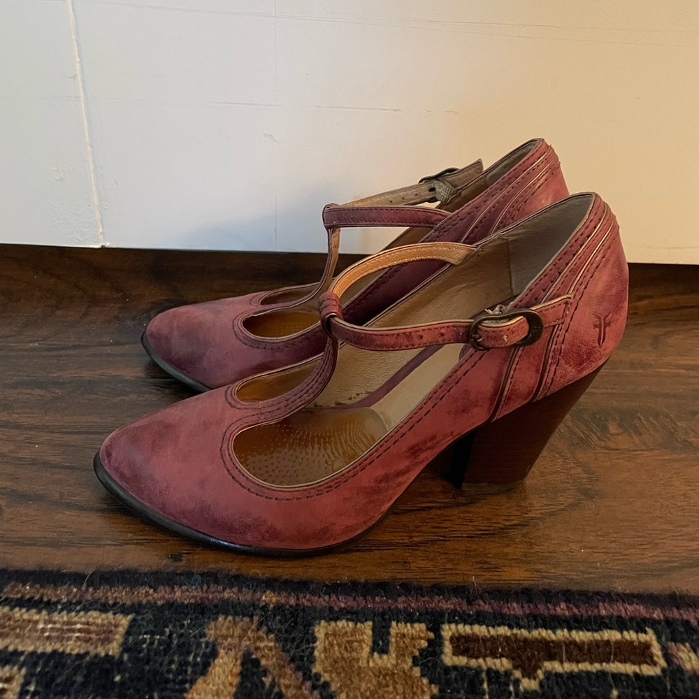 Frye vintage mauve chunky heel Mary Janes